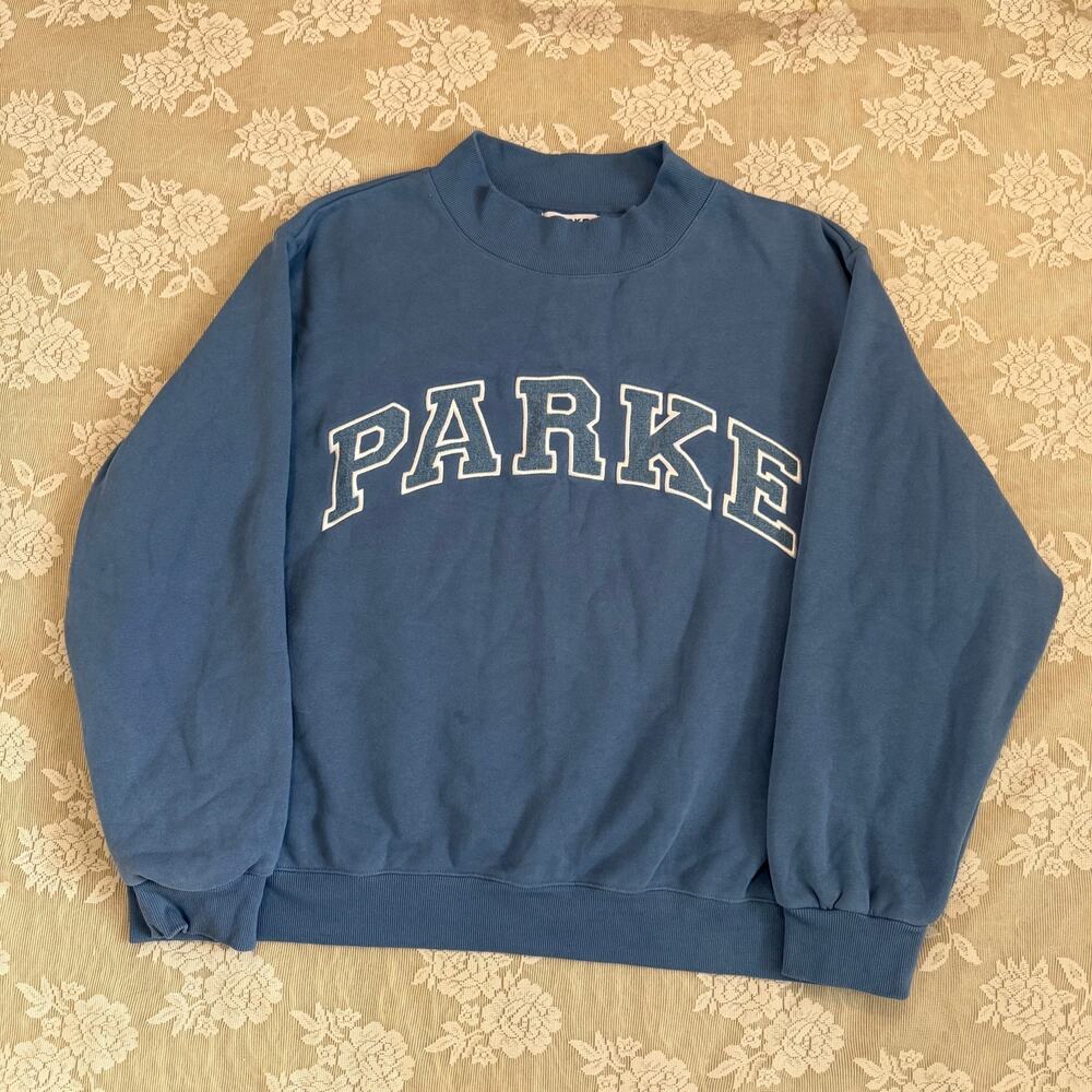 Parke Varsity Mockneck Sweatshirt Blue Size XXL